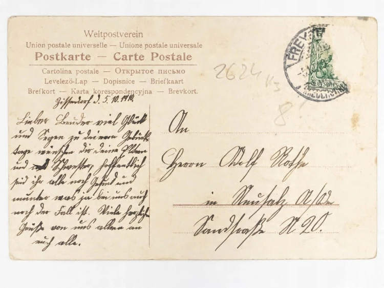 STARA POCZTÓWKA URODZINOWA - POLNA DROGA W SERCU FREYSTADT NIEMCY 1910