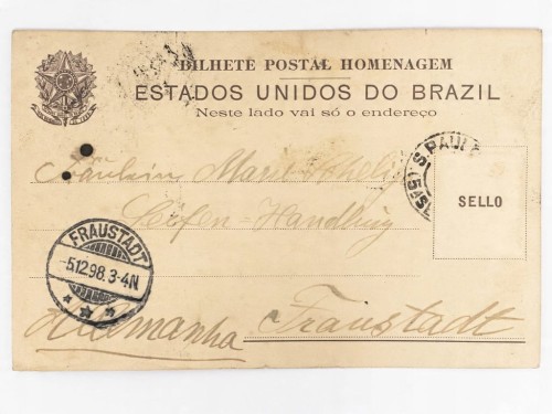 POCZTÓWKA - MANUEL FERRAZ DE CAMPOS SALES SAO PAULO / WSCHOWA 1898 BRAZYLIA