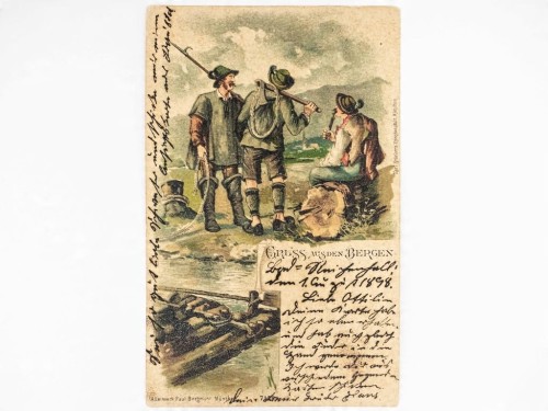 STARA POCZTÓWKA - POZDROWIENIA Z GÓR NIEMIECCY FLISACY WSCHOWA 1898 NIEMCY