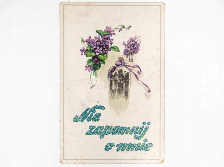 POCZTÓWKA - FIOŁKI I ŁABĘDZIE STEMPEL REG. PODBIELSKI GÓRZNO / PLESZEW 1917