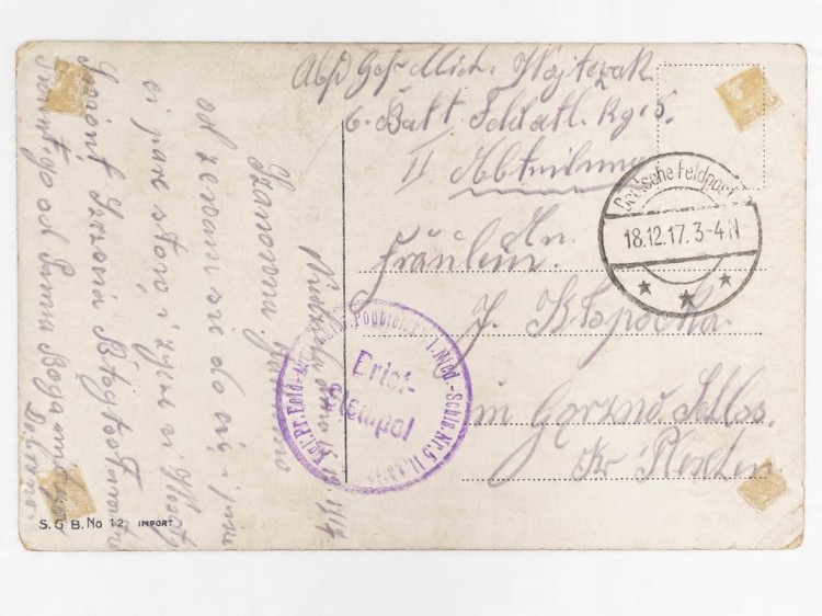 POCZTÓWKA - FIOŁKI I ŁABĘDZIE STEMPEL REG. PODBIELSKI GÓRZNO / PLESZEW 1917