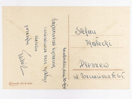 POCZTÓWKA IMIENINOWA - KWIATY W DONICZCE REMBERTÓW / PLESZEW 1928 II RP