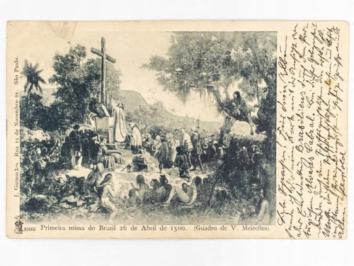 POCZTÓWKA - PIERWSZA MSZA W BRAZYLII V. MEIRELLES BRAZYLIA / WSCHOWA 1903