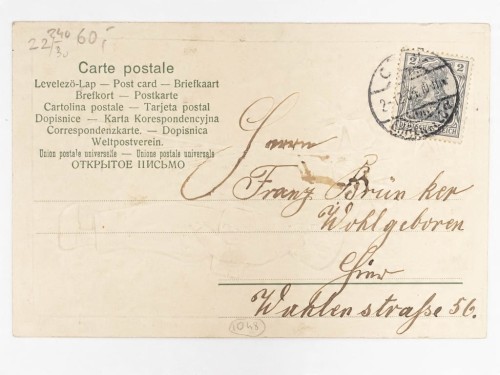 STARA POCZTÓWKA IMIENINOWA - CHŁOPIEC Z KONICZYNĄ NIEMCY 1904