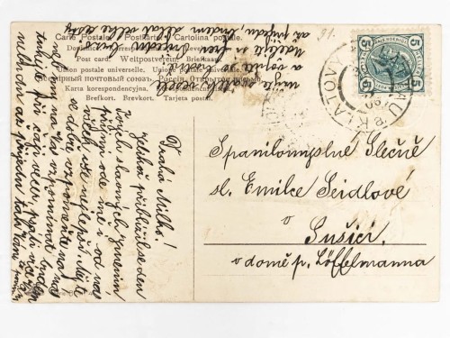 STARA POCZTÓWKA - FRAGMENT LASU W KONICZYNACH KLATOVY / SUŠICE 1906 CZECHY
