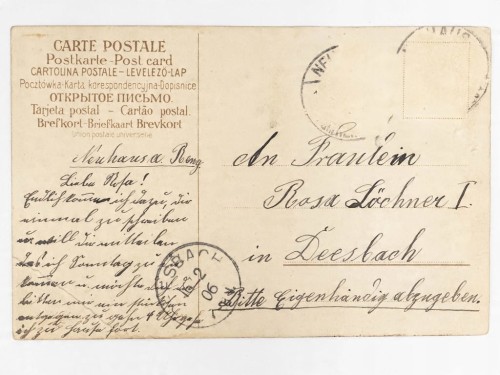 STARA POCZTÓWKA - GOŁĄB W SERCU Z KWIATÓW NEUHAUS / DEESBACH 1906 NIEMCY