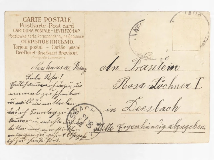 STARA POCZTÓWKA - GOŁĄB W SERCU Z KWIATÓW NEUHAUS / DEESBACH 1906 NIEMCY