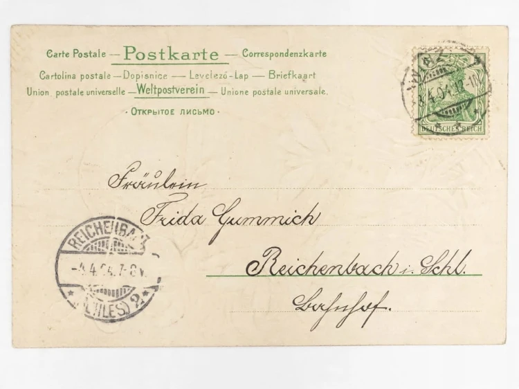 STARA POCZTÓWKA WIELKANOCNA - JAJKO Z KWIATAMI WIŃSKO / DZIERŻONIÓW 1904