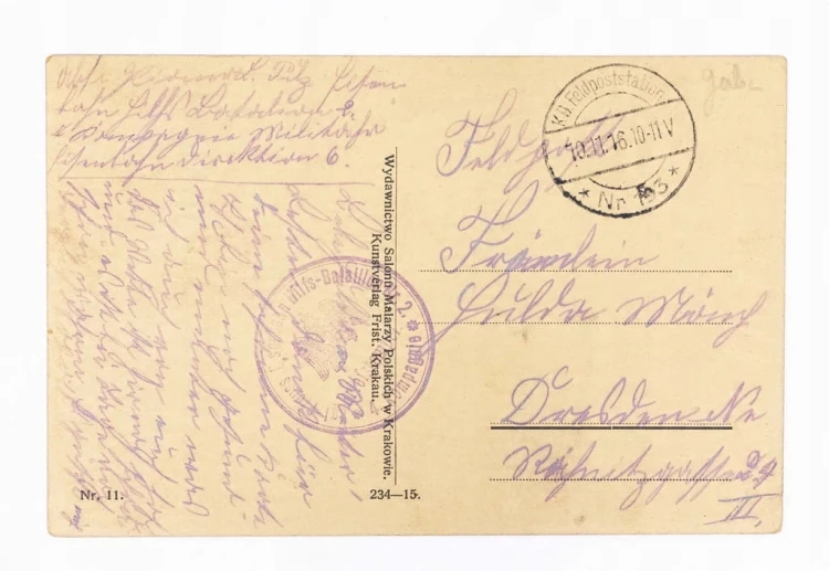 LWÓW - PLAC MARIACKI, TRAMWAJ, BRYCZKA, FELDPOST 1916