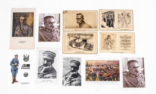 ZESTAW STARYCH POCZTÓWEK I DRUKÓW - JÓZEF PIŁSUDSKI