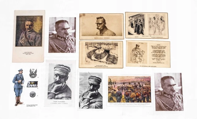 ZESTAW STARYCH POCZTÓWEK I DRUKÓW - JÓZEF PIŁSUDSKI