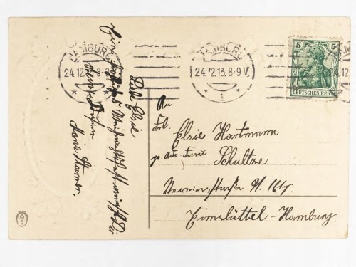 POCZTÓWKA ŚWIĄTECZNA - KARTKA Z KALENDARZA HAMBURG-EIMSBÜTTEL 1913 NIEMCY