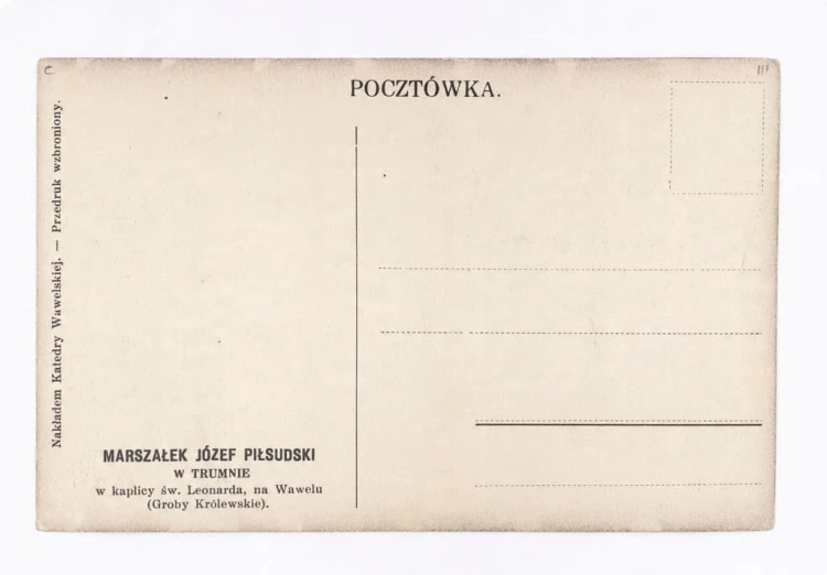 STARA POCZTÓWKA - JÓZEF PIŁSUDSKI W TRUMNIE, KATEDRA WAWELKSA, KRAKÓW II RP