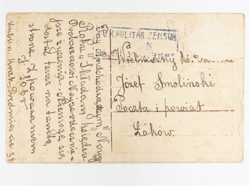 POCZTÓWKA DO KS. J. SMOLIŃSKIEGO 4 PUŁK STRZELCÓW WLKP LUBLIN / ŁUKÓW 1918
