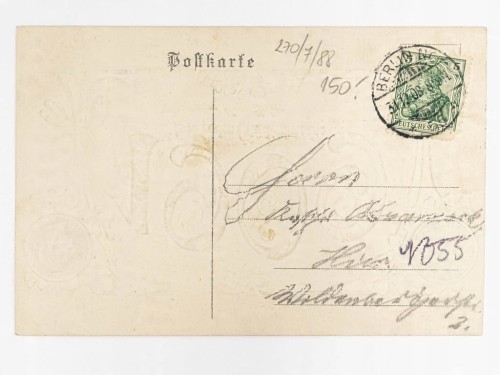 STARA POCZTÓWKA NOWOROCZNA - ŻYCZENIA Z IMITACJĄ MAREK BERLIN 1908 NIEMCY