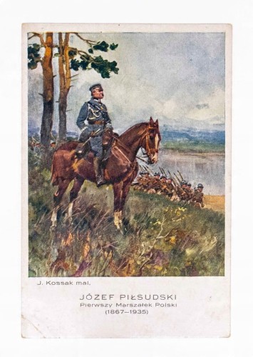 STARA POCZTÓWKA - JÓZEF PIŁSUDSKI, PIERWSZY MARSZAŁEK POLSKI, KOSSAK II RP