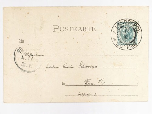 STARA POCZTÓWKA NOWOROCZNA - KONICZYNY Z ŻYCZENIAMI LANŠKROUN / WIEDEŃ 1900