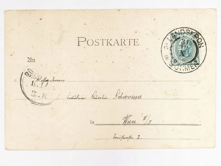 STARA POCZTÓWKA NOWOROCZNA - KONICZYNY Z ŻYCZENIAMI LANŠKROUN / WIEDEŃ 1900