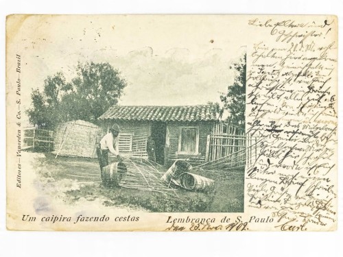 SAO PAULO - CHŁOPIEC WYPLATAJĄCY KOSZYKI BRAZYLIA / WSCHOWA 1902