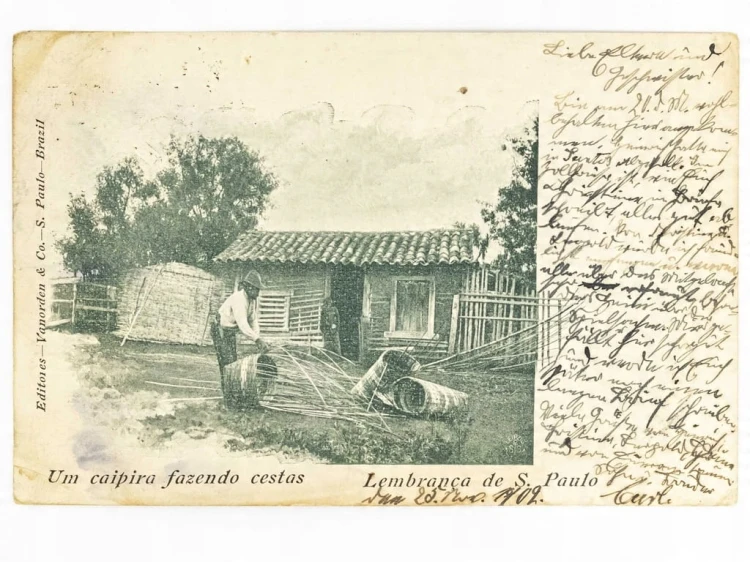 SAO PAULO - CHŁOPIEC WYPLATAJĄCY KOSZYKI BRAZYLIA / WSCHOWA 1902