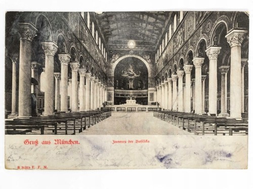 MONACHIUM - WNĘTRZE BAZYLIKI ŚW. BONIFACEGO NIEMCY / WSCHOWA 1901