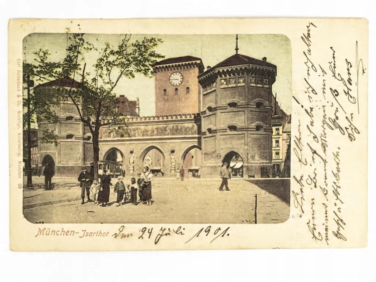 MONACHIUM - WSCHODNIA BRAMA MIEJSKA ISARTOR NIEMCY / NYSA 1901