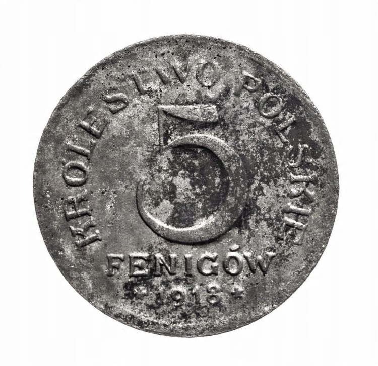 5 PF 1918 ROK KRÓLESTWO POLSKIE st.3