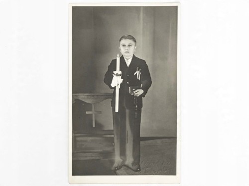 FOTOGRAFIA - PAMIĄTKA PIERWSZEJ KOMUNII NOWY TOMYŚL BORUJA KOŚCIELNA 1946