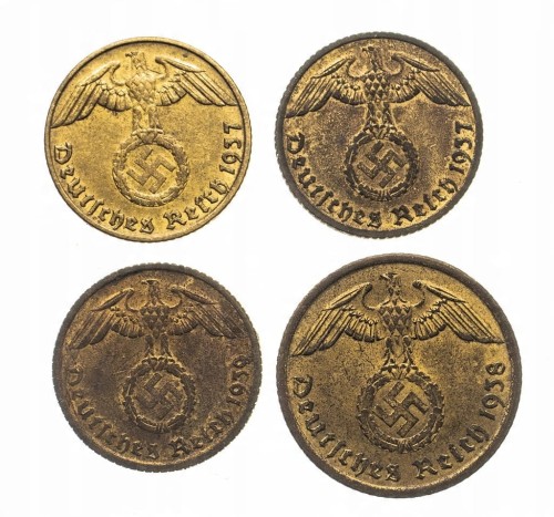 Niemcy, Trzecia Rzesza (1933-1945), 5, 10 fenigów - zestaw 4 monet