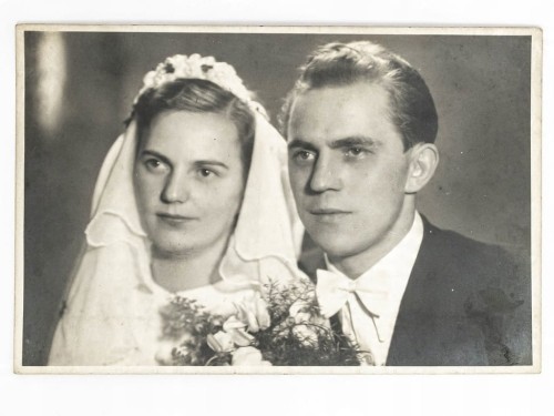 STARA FOTOGRAFIA - ZDJĘCIE ŚLUBNE LATA 30. / 40.