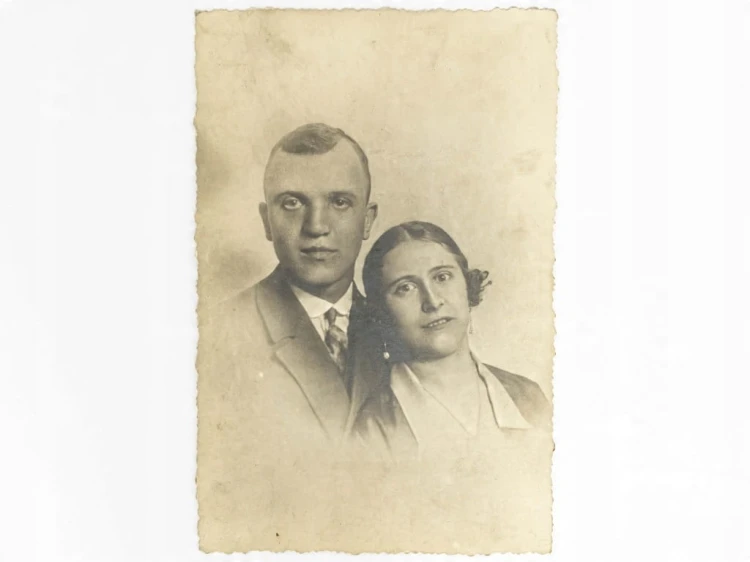 STARA FOTOGRAFIA - ZDJĘCIE MŁODEJ PARY 1928 II RP