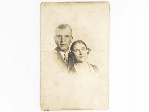 STARA FOTOGRAFIA - ZDJĘCIE MŁODEJ PARY 1928 II RP