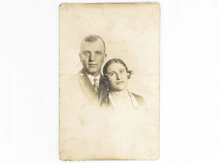 STARA FOTOGRAFIA - ZDJĘCIE MŁODEJ PARY 1928 II RP