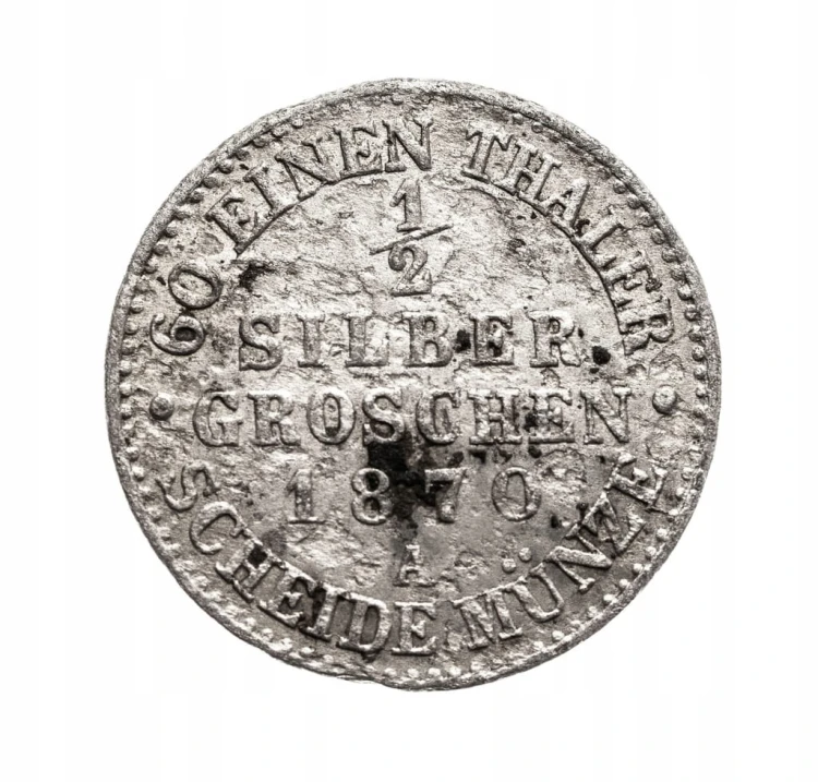 Prusy, Wilhelm I, 1/2 grosza srebrnego 1870-A, Berlin