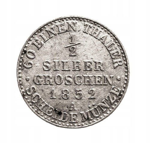 Prusy, Friedrich Wilhelm IV, 1/2 Grosza srebrnego 1852-A, Berlin