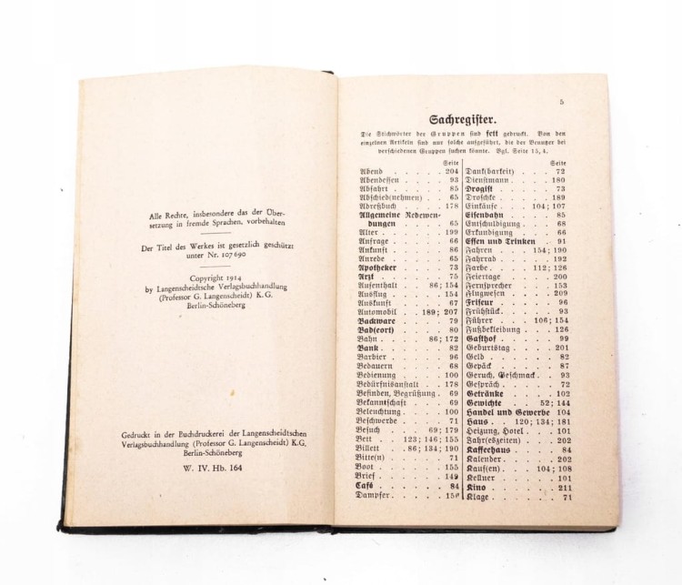 STARA KSIĄŻKA NIEMIECKA METOULA SPRACHFUHRER 1914