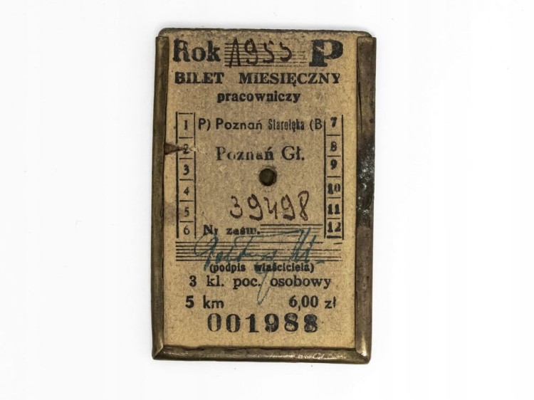 STARE MIESIĘCZNE BILETY PRACOWNICZE PKP STAROŁĘKA - POZNAŃ GŁÓWNY 1955 PRL