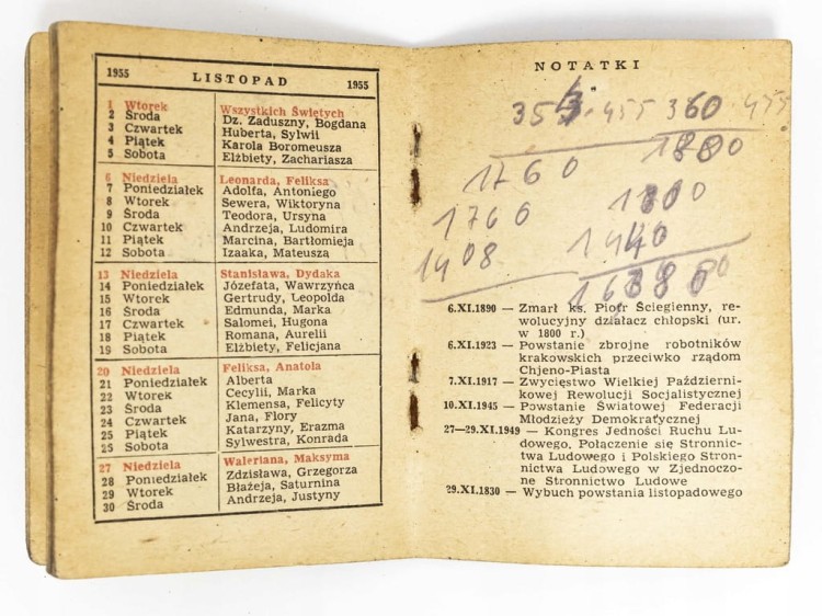 STARY KALENDARZ KIESZONKOWY RUCHU PROPAGUJĄCY CZYTELNICTWO NA WSI 1955 PRL