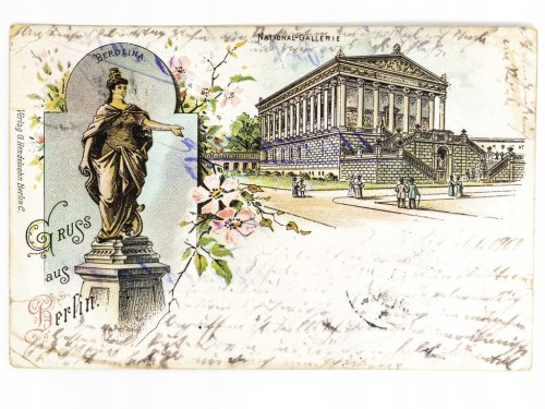 BERLIN - STATUA BEROLINY I BUDYNEK GALERII NARODOWEJ NIEMCY / WSCHOWA 1900