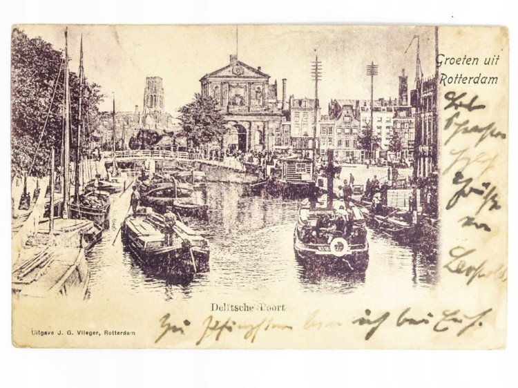 ROTTERDAM - BRAMA MIEJSKA DELFTSCHE POORT HOLANDIA / WSCHOWA 1900