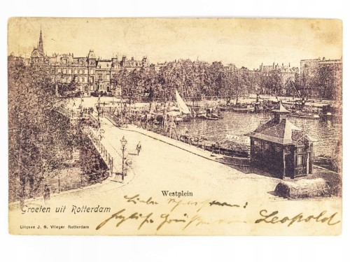 ROTTERDAM - WESTPLEIN Z WIDOKIEM NA PORT ŻAGLOWY HOLANDIA / WSCHOWA 1900