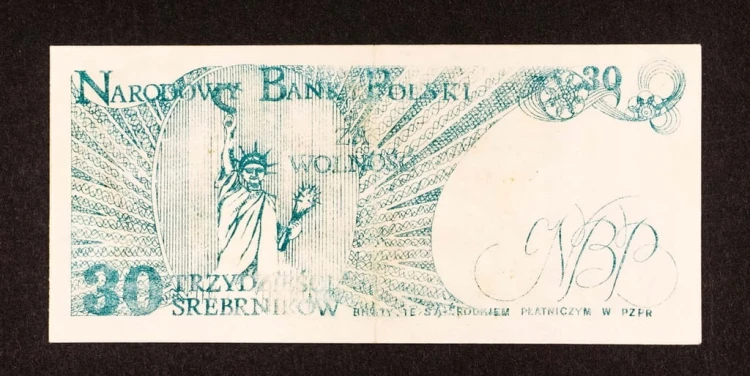 SOLIDARNOŚĆ, NBP 30 srebrników 13.12.1981 Targowica, Jaruzelski