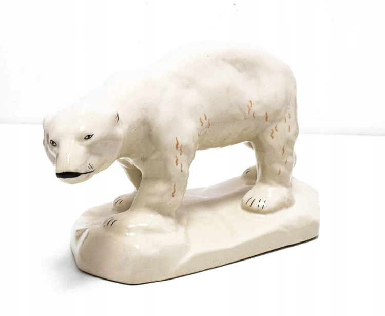 STARA PORCELANOWA FIGURKA - NIEDŹWIEDŹ POLARNY, CHODZIEŻ