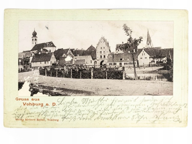 VOHBURG NAD DUNAJEM - PANORAMA Z KOŚCIOŁEM ŚW. PIOTRA NIEMCY / NYSA 1902