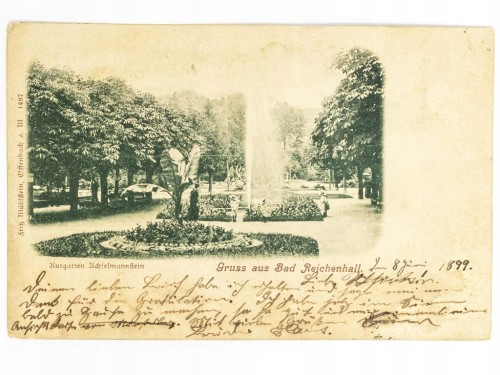 BAD REICHENHALL - OGRODY ZDROJOWE Z FONTANNĄ NIEMCY / WSCHOWA 1899