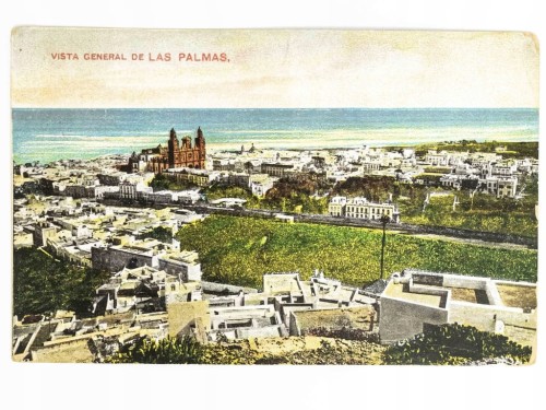 LAS PALMAS, WYSPY KANARYJSKIE - PANORAMA Z KATEDRĄ HISZPANIA / WSCHOWA 1910
