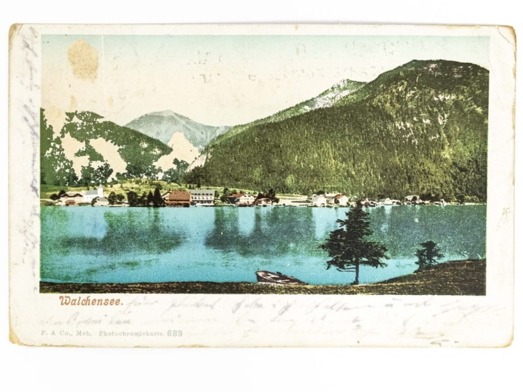 WALCHENSEE - PANORAMA Z JEZIOREM NIEMCY / NYSA POCZ. XX W.