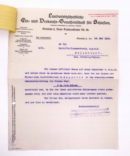 STARE NIEMIECKIE PISMO BANKOWE - WROCŁAW 1918