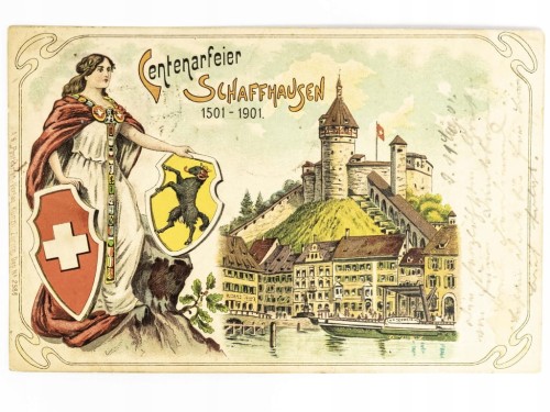SZAFUZA (SCHAFFHAUSEN) - XVI-WIECZNY ZAMEK MUNOT SZWAJCARIA / WSCHOWA 1901
