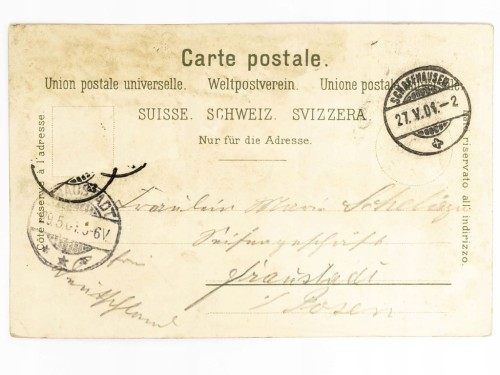 SZAFUZA (SCHAFFHAUSEN) - WIDOK MIASTA I RHEINFALL SZWAJCARIA / WSCHOWA 1901